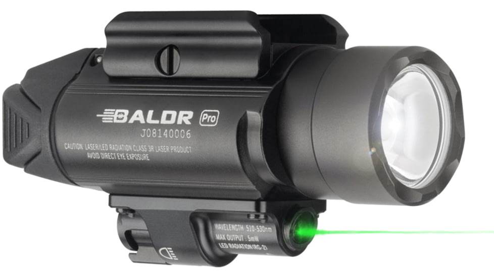 Olight Baldr Pro w/ Green Laser Sight LED Flashlight, Cool White, 1350 Lumens, Black, FL-OL-BALDRPRO-BK