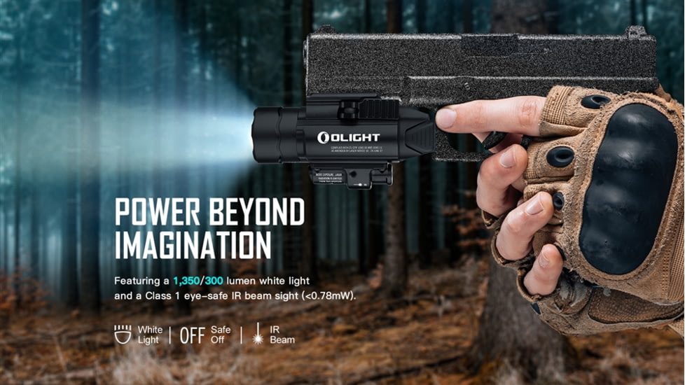 Olight Baldr w/ IR Laser Sight LED Flashlight, Neutral White, 1350 Lumens, Black, FL-OL-BALDRIR