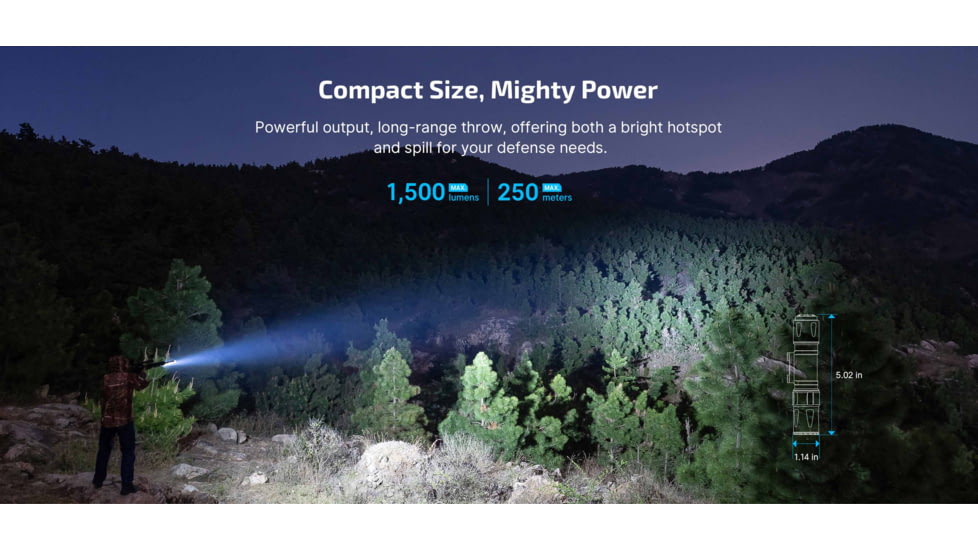 Olight Odin S 1500 Lumen LED M-LOK Mount Weapon Light, Lithium Ion, Desert Tan, 6975498004004