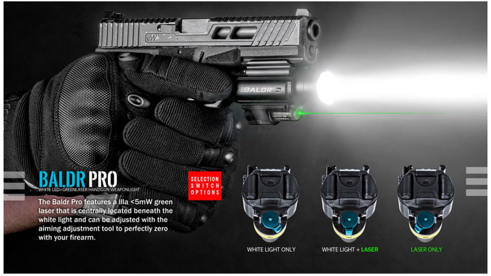 Olight Baldr Pro 1350 Lumens LED Flashlight with Green Laser Sight