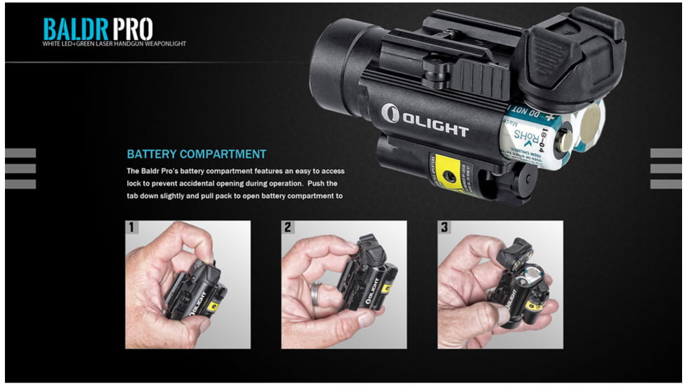 Olight Baldr Pro 1350 Lumens LED Flashlight with Green Laser Sight