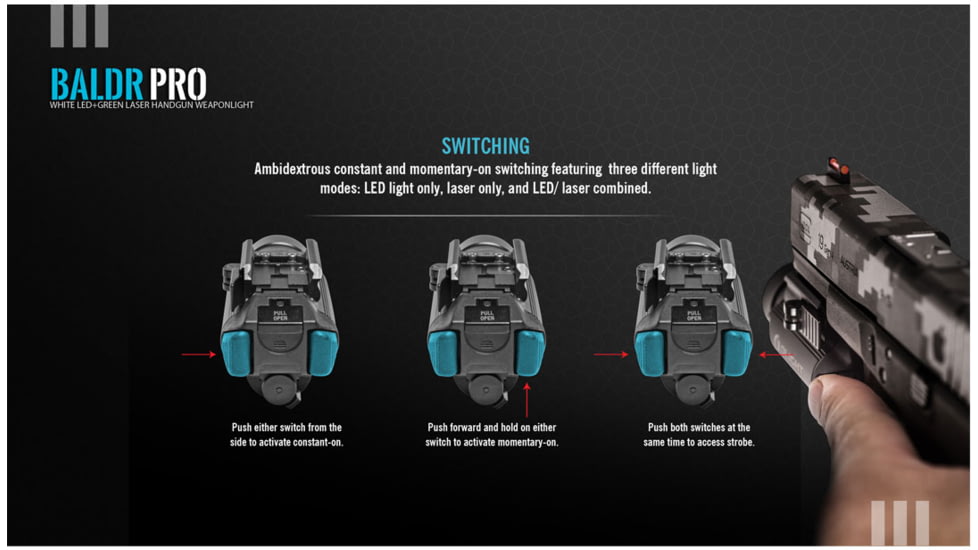 Olight Baldr Pro 1350 Lumens LED Flashlight with Green Laser Sight