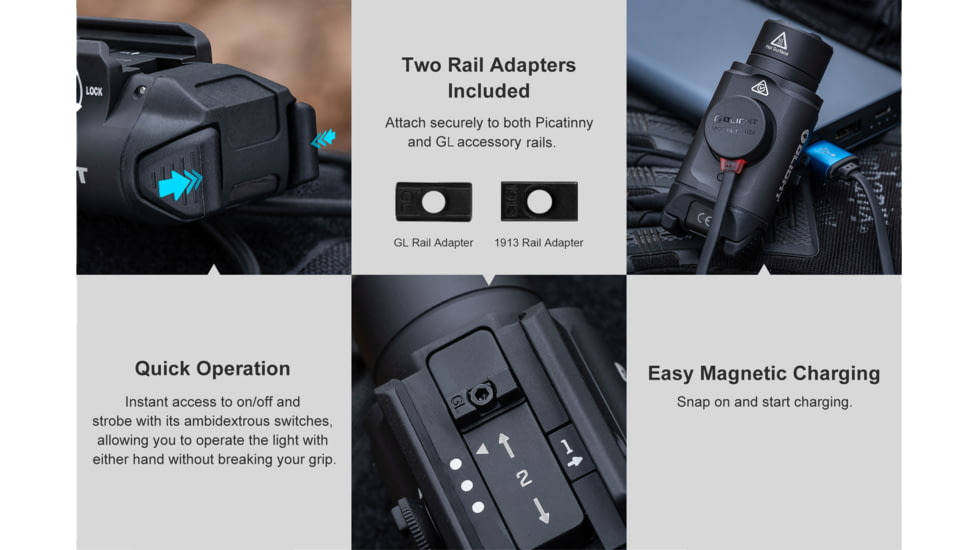 Olight PL-3R Valkyrie 1500 Lumens LED Rechargeable Mountable Tactical Flashlight