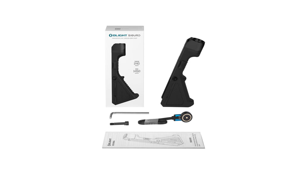 Olight Olight Sigurd Black Angled Foregrip with Built-in 1450 Lumen Rechargeable Tactical Flashlight, Black, FL-OL-SIGURD-BK