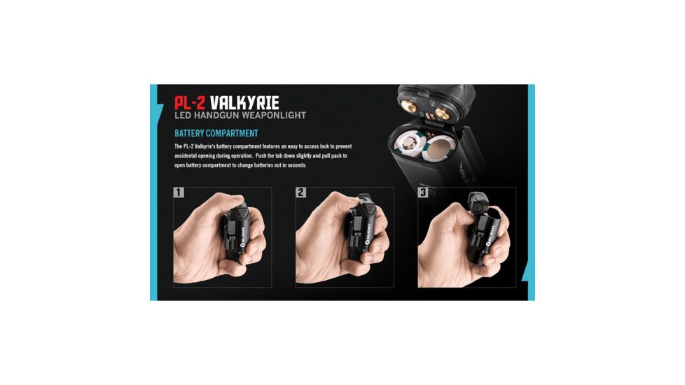 Olight PL-2 Valkyrie Rail Mounted LED Pistol Light, Picatinny and Glock Rails, CREE XHP35 HI CW LED, 1200 Lumens, Includes 2 x CR123As, Black, PL-2-VALKYRIE