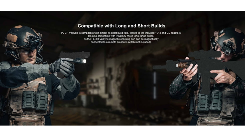 Olight PL-3R Valkyrie LED Rechargeable Mountable Tactical Flashlight, 1500 Lumen, Black, FL-OL-PL3R-BK