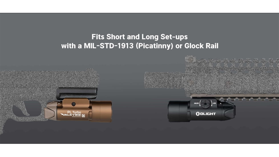 Olight PL Turbo Valkyrie LED Long Range Rail Mount Flashlight, 800 Lumen, Black, FL-OL-PLTURBO-BK