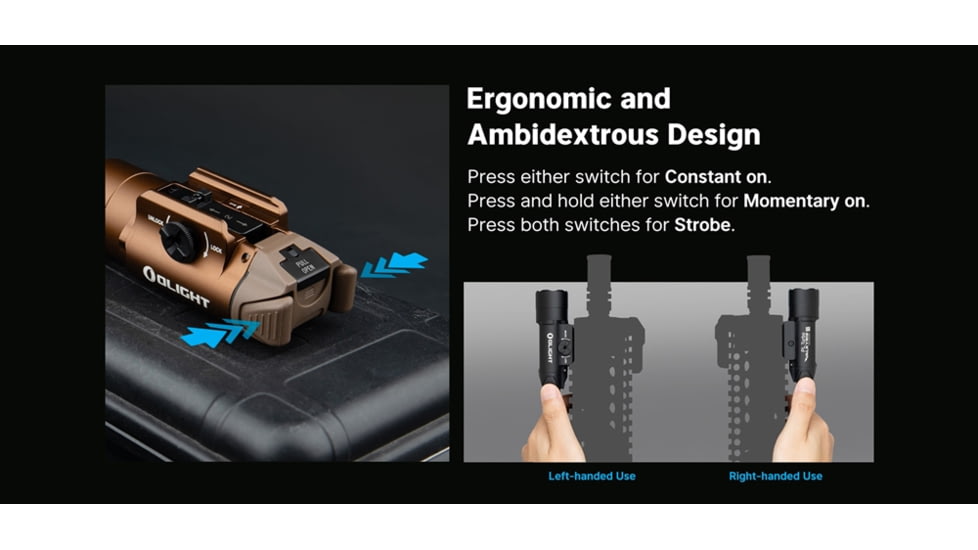 Olight PL Turbo Valkyrie LED Long Range Rail Mount Flashlight, 800 Lumen, Black, FL-OL-PLTURBO-BK