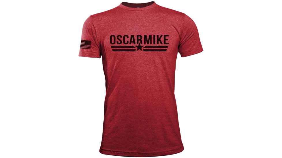 Oscar Mike OM Logo Tee - Mens T-Shirts, Heather Red, XL, M-OM-HTRRED-01-0296-XL