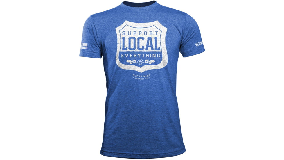 Oscar Mike Support Local Tee - Mens T-Shirts, Vintage Blue, S, M-OM-HTRBLU-01-0219-S