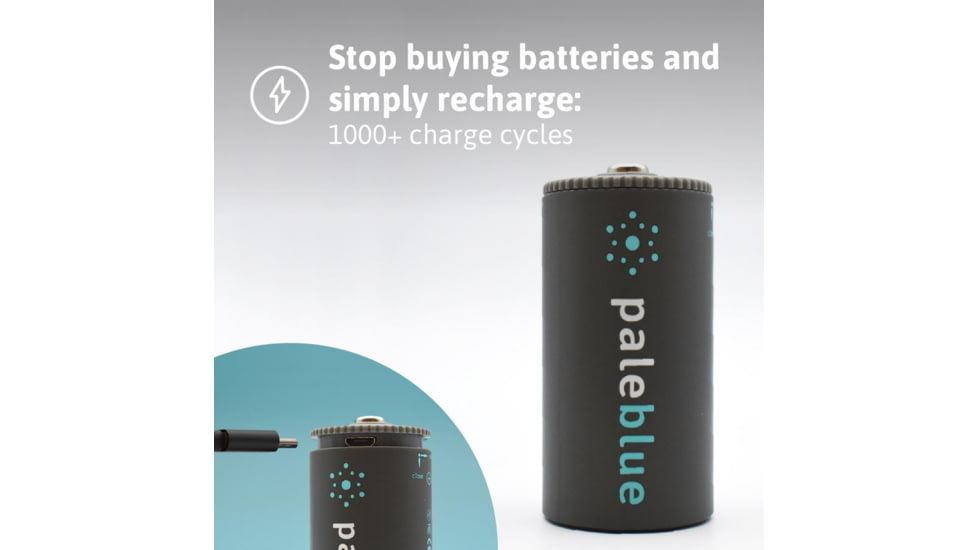 Pale Blue Earth Pale Blue Smart Lithium Ion USB Rechargeable D Batteries 2 Pack, Gray, PB-D-C