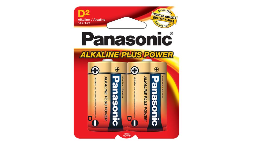 Panasonic Alkaline Size D Plus Power Batteries - Pack of 2 AM1PA2B
