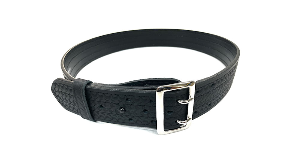 Perfect Fit 2.25in 4 Row Stitching Sam Browne Leather Belt w/ Chrome Buckle, Hi Gloss, Black, 44, 8001-HG-CH-44