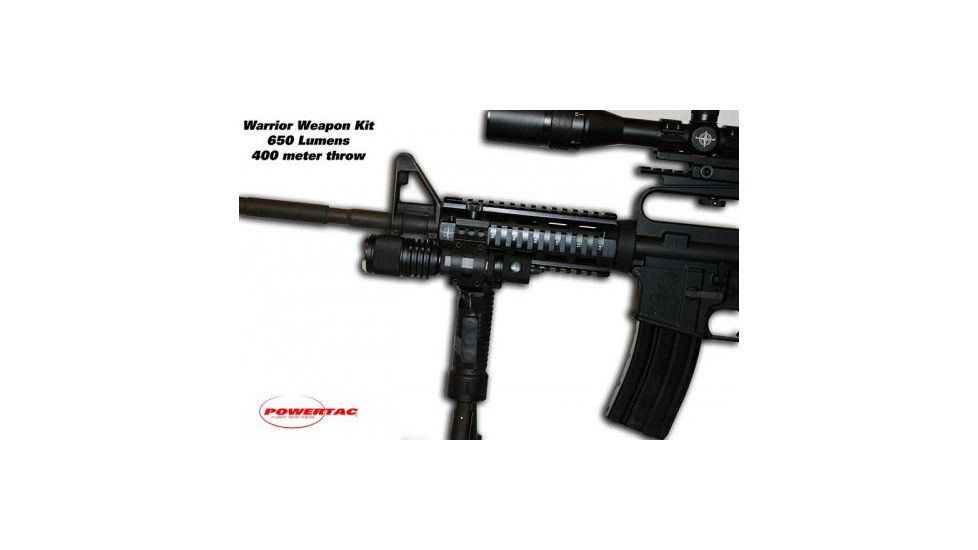 PowerTac Warrior Weapon Package LED Flashlight 650 Lumens, Black