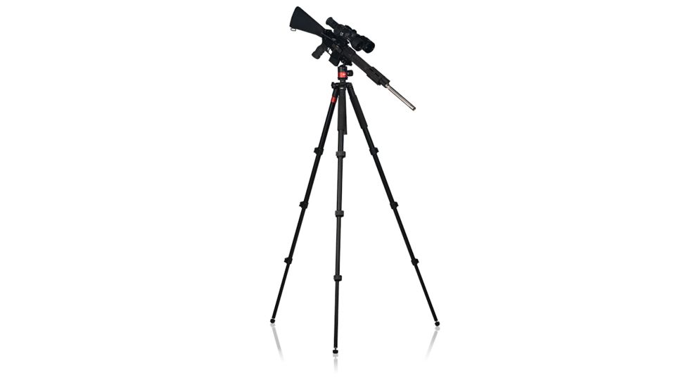 Predator Tactics DeadEye Rifle Tripod System, Matte Black/Red Aluminum Finish, 97502