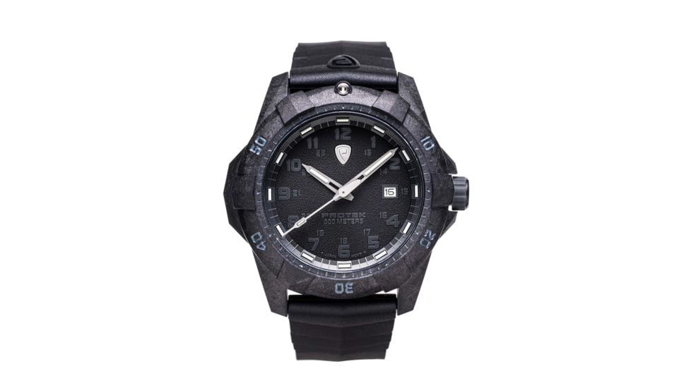 ProTek Carbon Dive Watch, Carbon Case/Black Dial/Black Strap, One Size, PT1001