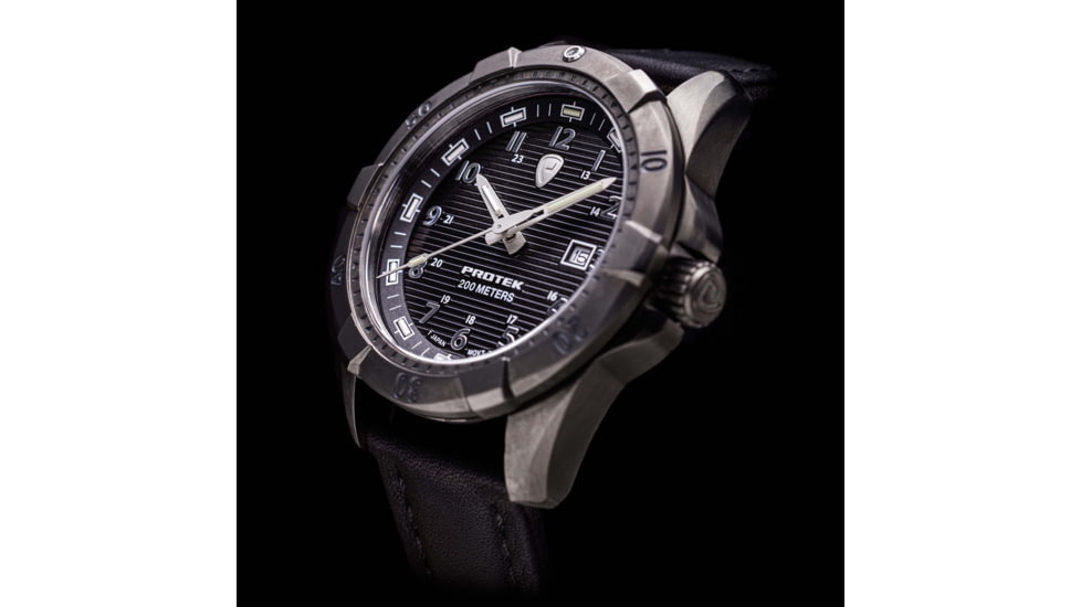 ProTek Steel Dive Watch, SSIP Gunmetal Gray Case/Black Dial/Black Strap, One Size, PT2002