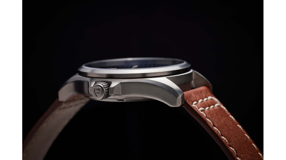 ProTek Titanium Field Watch, Titanium Case/Black Dial/Dark Tan Strap, One Size, PT3001
