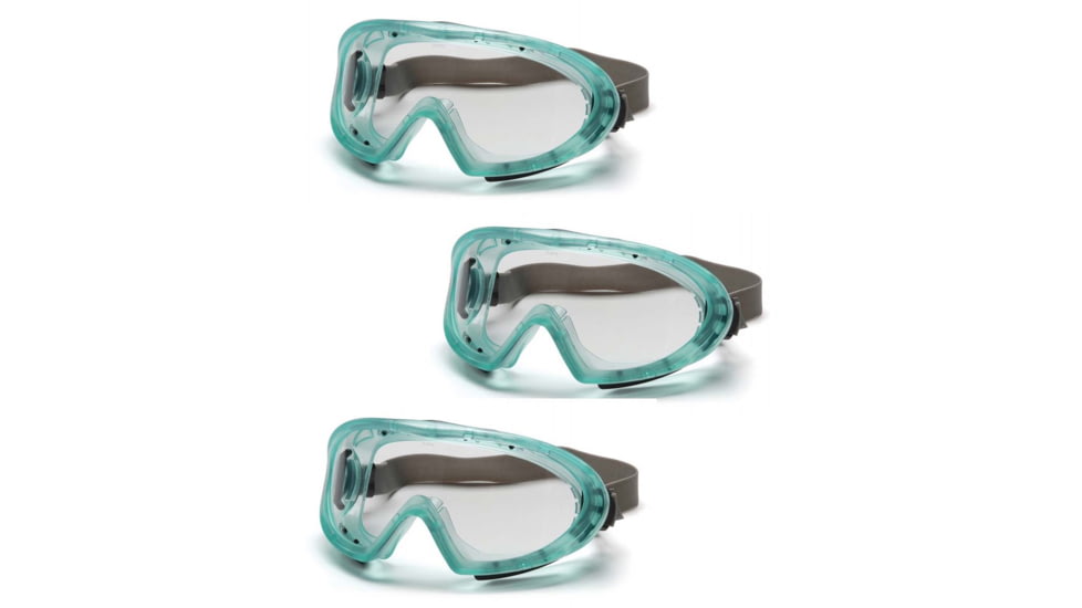 Pyramex Capstone Safety Goggle - Chemical Green Frame/Clear AF Lens, Pack of 3