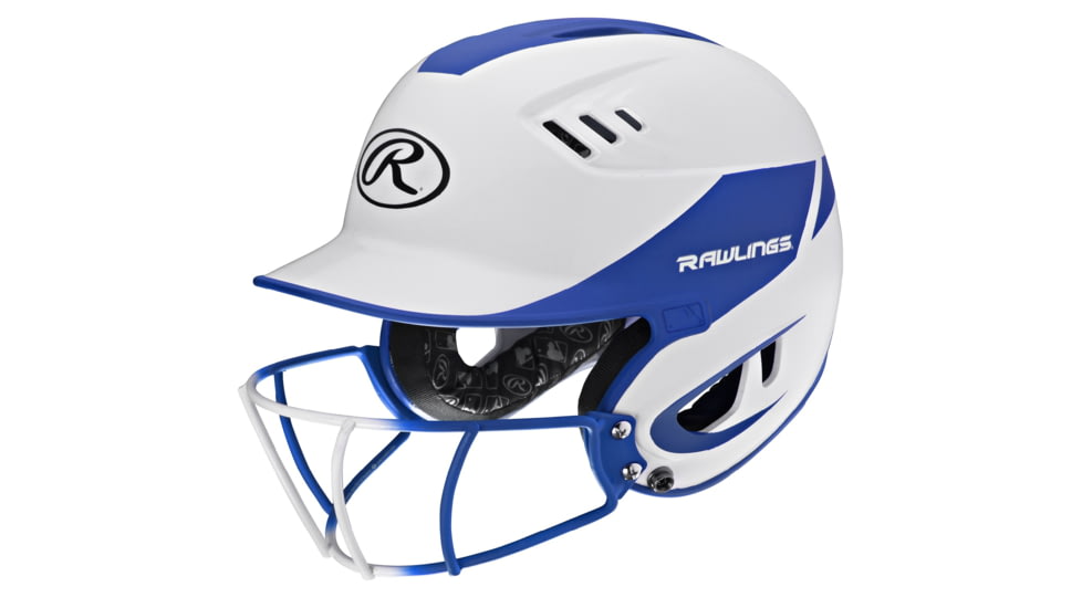 Rawlings Velo Junior 2-Tone Home Softball Helmet w/Mask, Blue 1007751