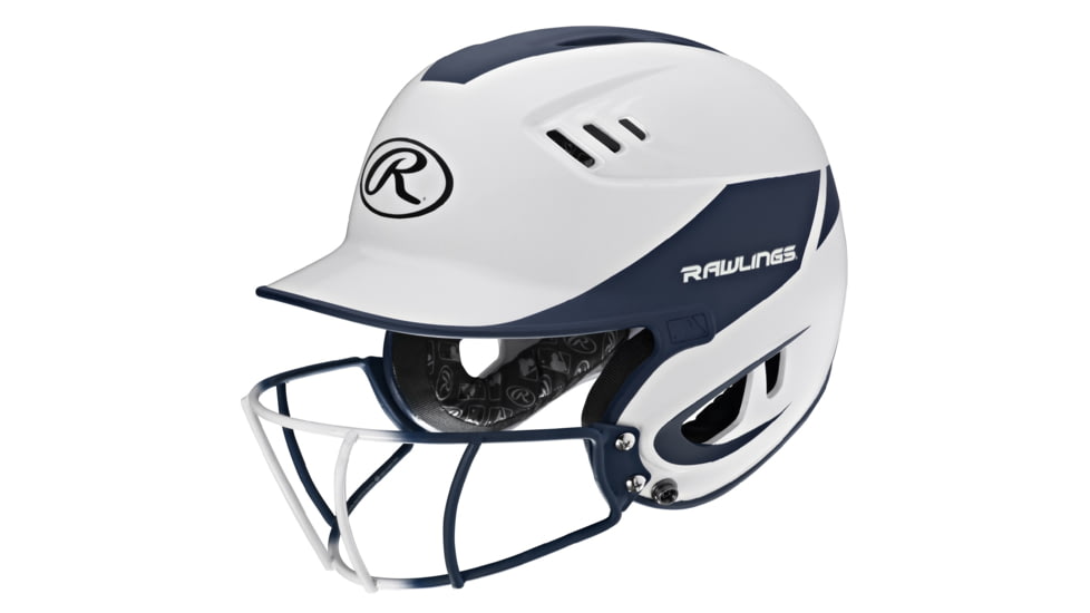 Rawlings Velo Junior 2-Tone Home Softball Helmet w/Mask, Navy 1007753