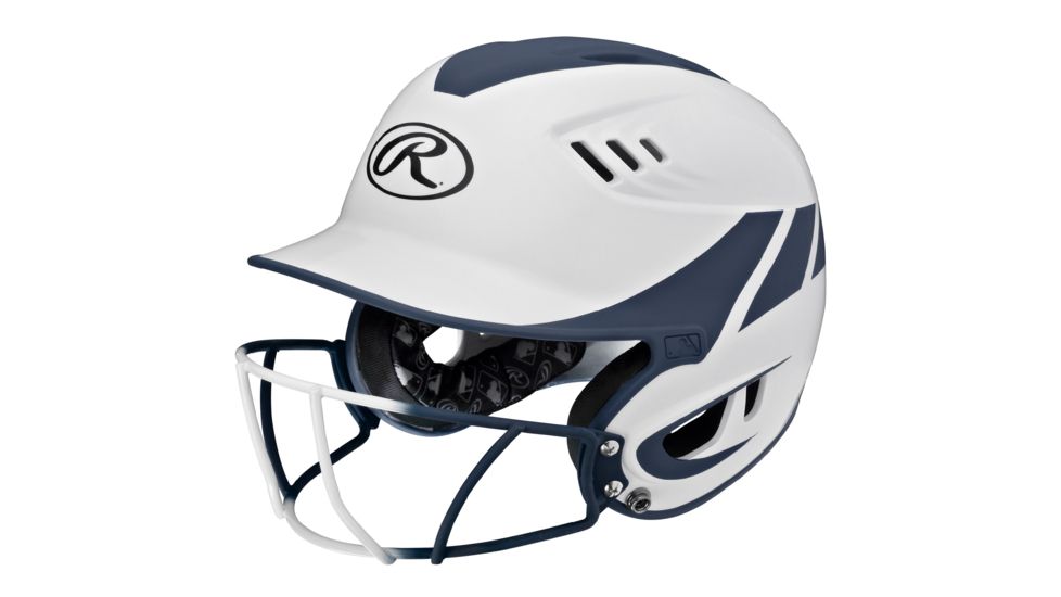 Rawlings Velo Senior 2-Tone Home Softball Helmet w/Mask, Navy 1007759