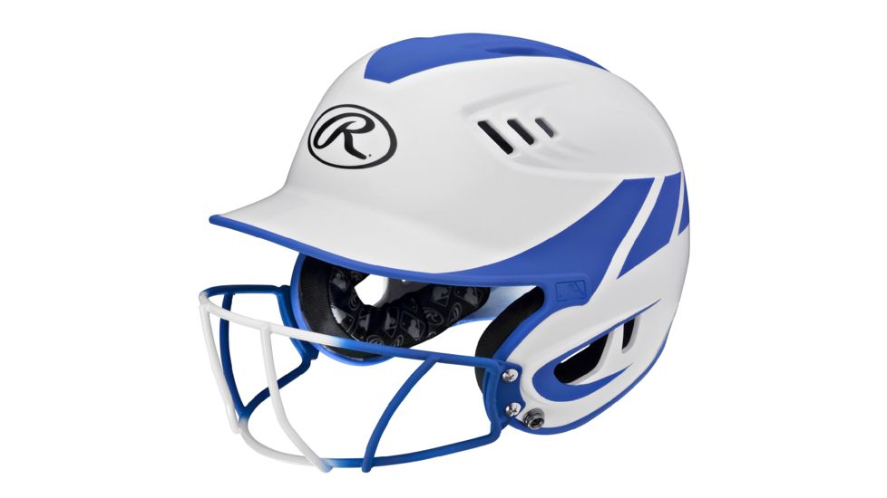 Rawlings Velo Senior 2-Tone Home Softball Helmet w/Mask, Blue 1007760