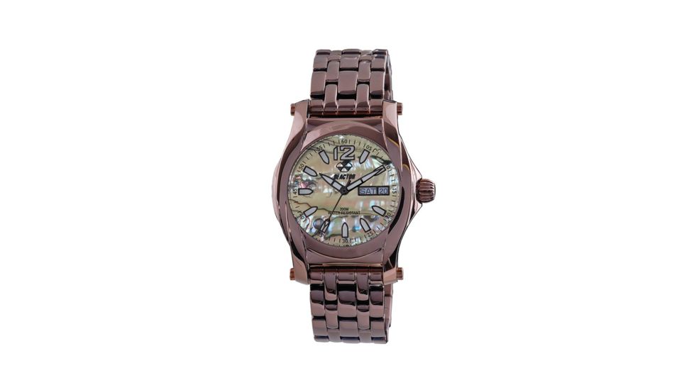 REACTOR Curie Women's Watch, Coffee-Plated Stainless Case and Bracelet, Zebra Abalone Dial, Small 90519