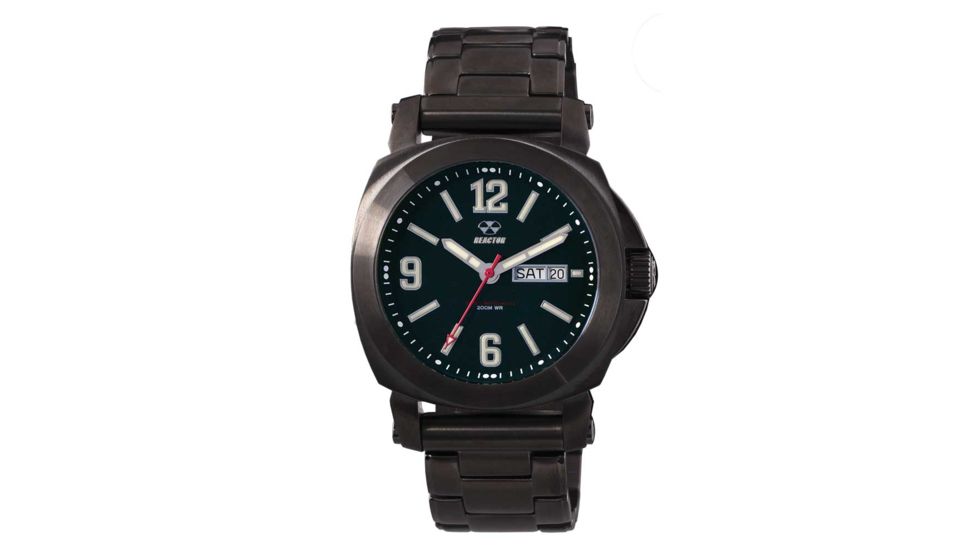 REACTOR Fermi Men's Watch, Gunmetal-Plated Stainless Case and Bracelet, Matte Black Dial, Medium 48601