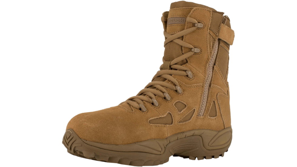 Reebok Mens Rapid Response RB Stealth 8in Boot w/Side Zipper, Coyote, 5.5, RB8850-COYOTE-5.5-MENS-M