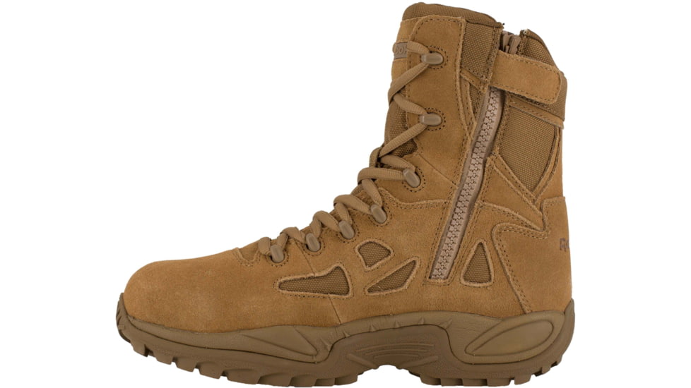 Reebok Mens Rapid Response RB Stealth 8in Boot w/Side Zipper, Coyote, 5.5, RB8850-COYOTE-5.5-MENS-M