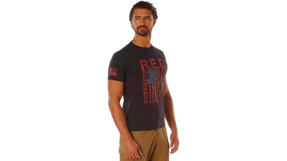 Rothco Athletic Fit R.E.D. Remember Everyone Deployed T-Shirt, Black, Medium, 1847-Black-M