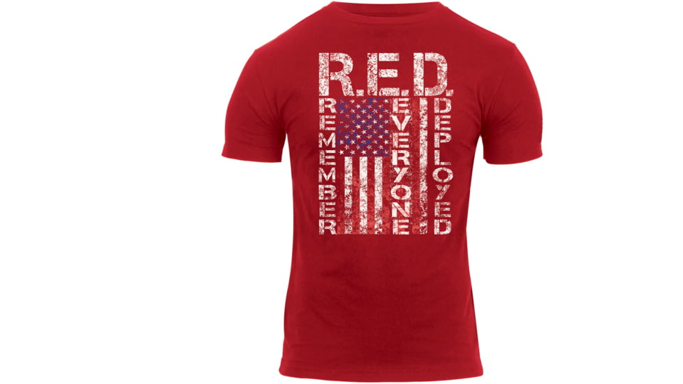 Rothco Athletic Fit R.E.D. / Remember Everyone Deployed T-Shirt, Mens, Red, Small, 1182-823
