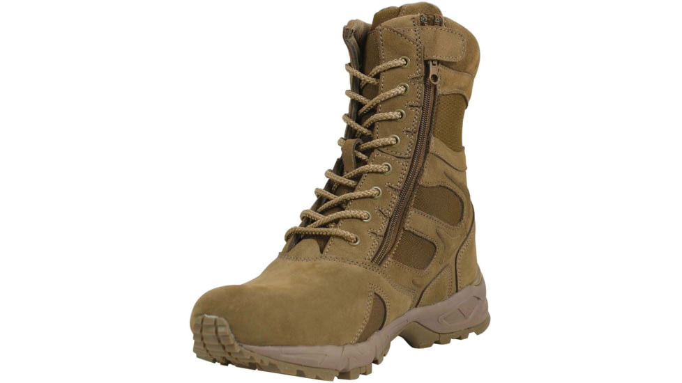 Rothco Forced Entry 8in Deployment Boots w/Side Zipper, AR670-1 Coyote Brown, 7 US, Wide, 5763-AR670-1CoyoteBrown-7-W