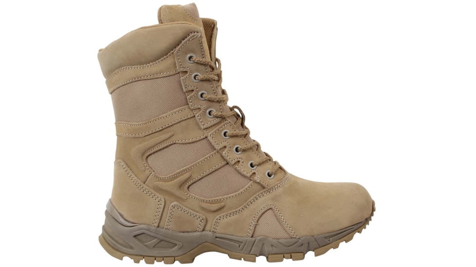 Rothco Forced Entry 8in Deployment Boots w/Side Zipper, Tan, 6.5 US, Regular, 5357-Tan-6.5-Regular