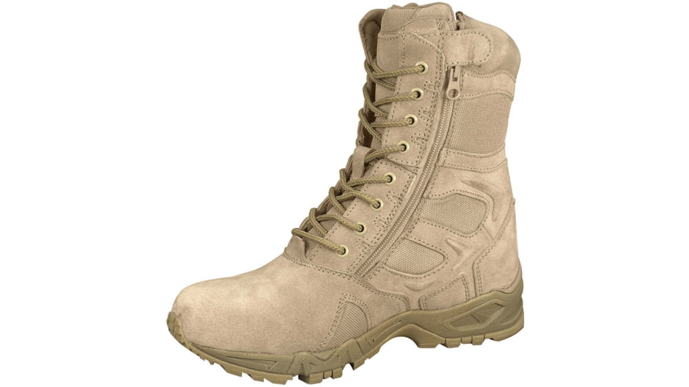 Rothco Forced Entry 8in Deployment Boots w/Side Zipper, Tan, 6.5 US, Regular, 5357-Tan-6.5-Regular