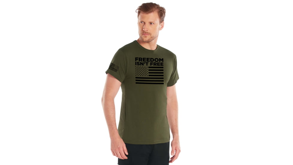 Rothco Freedom Isnt Free Flag T-Shirt - Mens, Olive Drab, Small, 27080-OliveDrab-S