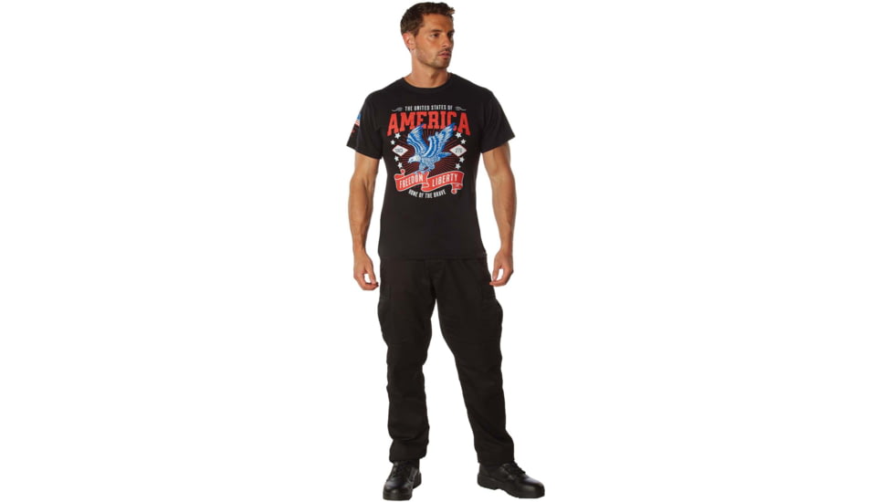 Rothco Freedom &amp; Liberty Patriotic T-Shirt, Black, Small, 18125-Black-S