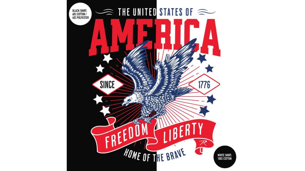 Rothco Freedom &amp; Liberty Patriotic T-Shirt, Black, Small, 18125-Black-S