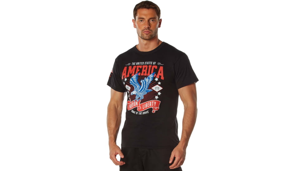 Rothco Freedom &amp; Liberty Patriotic T-Shirt - Mens, Black, Small, 18125-Black-S