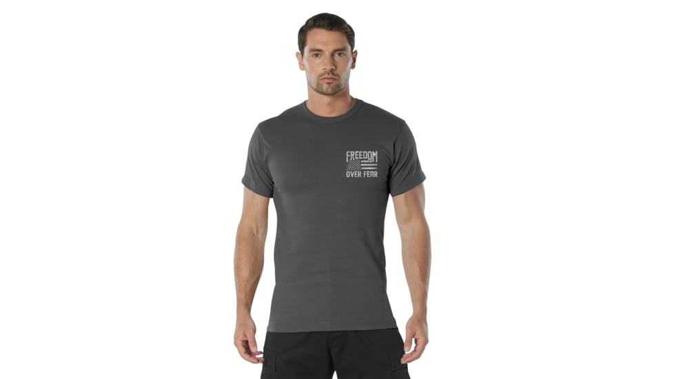Rothco Freedom Over Fear T-Shirt - Mens, Charcoal Grey, Small, 18185-CharcoalGrey-S