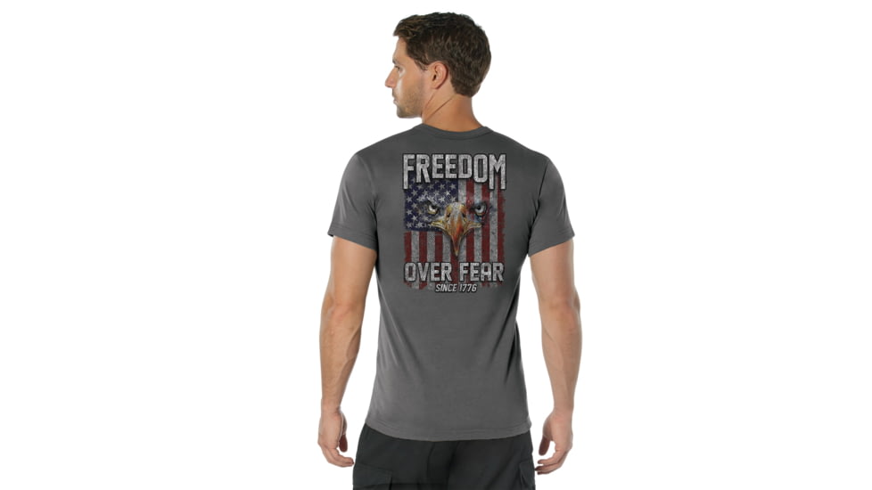Rothco Freedom Over Fear T-Shirt - Mens, Charcoal Grey, Small, 18185-CharcoalGrey-S