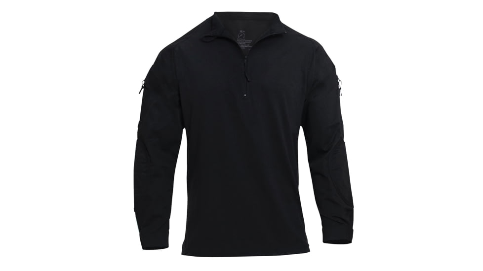 Rothco 1/4 Zip Tactical Airsoft Combat Shirt - Men's, Black, Small, 10216-Black-S
