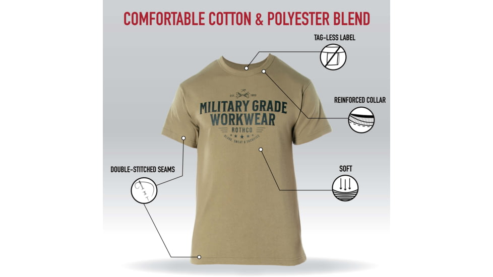 Rothco Military Grade Workwear Graphic T-Shirt, Coyote Brown, S, 11345-CoyoteBrown-S
