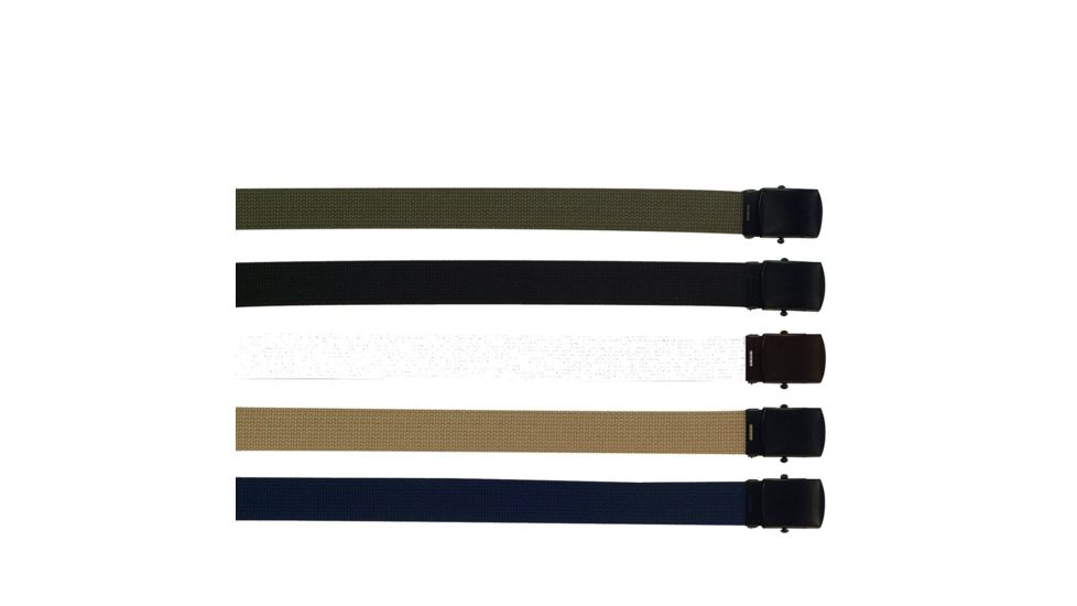 Rothco Military Web Belts w/ Black Buckle, Black, 54, 4296-Black-54Inches