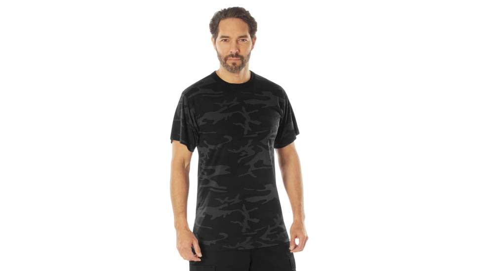 Rothco Moisture Wicking T-Shirts - Mens, XL, Midnight Black Camo, 12320-MidnightBlackCamo-XL
