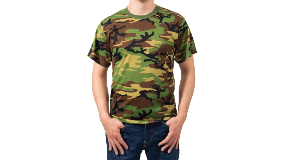 Rothco Moisture Wicking T-Shirts - Mens, Woodland Camo, Large, 95025-WoodlandCamo-L