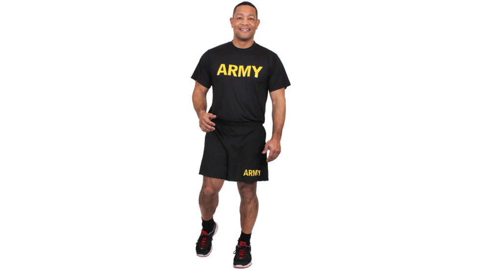 Rothco Physical Training Shirt, Black/Gold, L, 46020-Lg