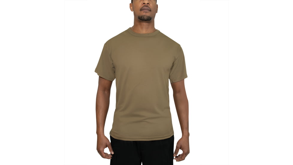 Rothco Quick Dry Moisture Wicking T-shirt, Brown, Small, 67940-Brown-S