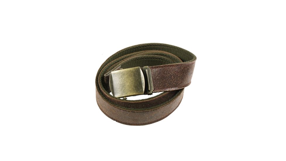 Rothco Reversible Vintage Leather/Poly Web Belt, Brown Leather / OD Poly, 4307-BrownLeatherODPoly